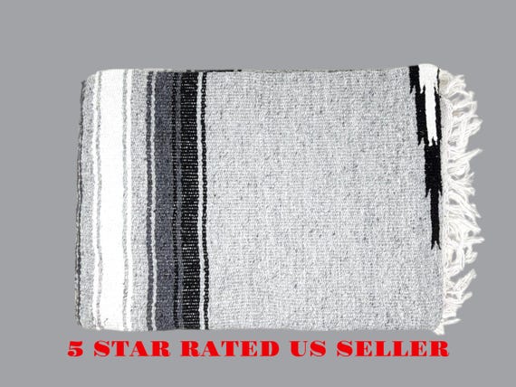 mexican diamond blanket yoga handloomed light gray classic vintage rustic blanket