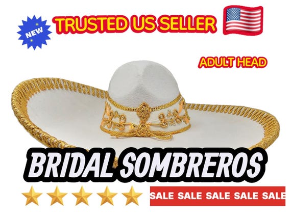 Adult bridal Wedding hat or first communion mexican charro mariachi  sombrero