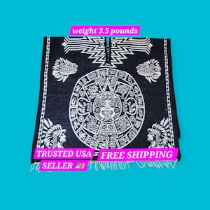 Aztec calendar mexican poncho traditional poncho gavan jorongo 5 de mayo warm