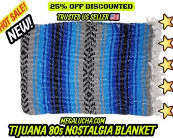 Blue  Falsa Blanket: Warm Mexican Throw, Beach Blanket (76" L x 53" W)