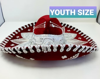 Burgund Charro Sombreros Hut 12 bis 17 Jahre alt authentische Mariachi Hüte in Premiumqualität versandkostenfrei