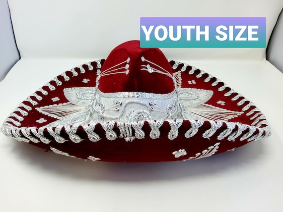Burgundy youths charro sombreros  hat  12 to 17 years old authentic premium quality mariachi hats free shipping