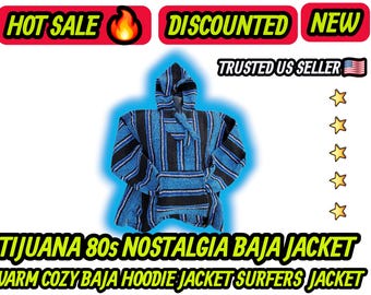 Adults genuine mexican  blue & black  colors   baja jackets surfer hoodie pullover