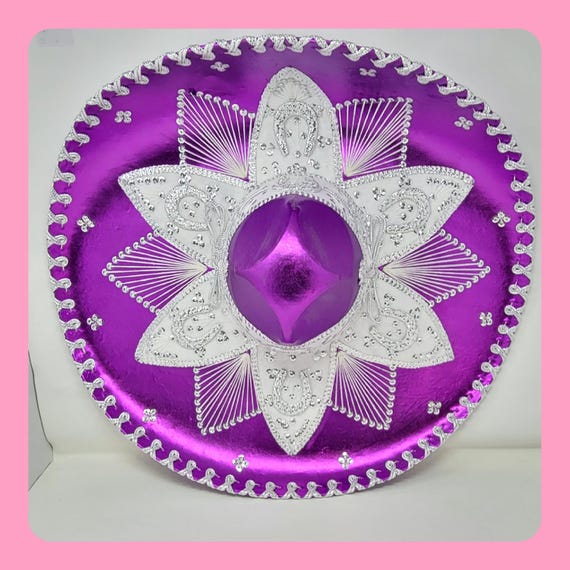 Metallic shiny  fabric color purple adults sombrero charro mariachi hat