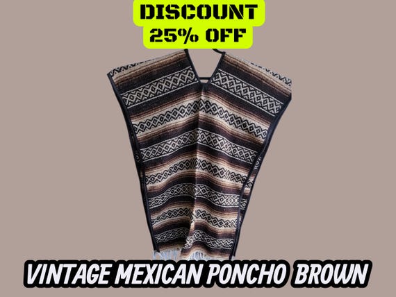 Traditional Mexican Poncho: Earth Tone Falsa Blanket