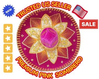 レア♡ シルバー製ローズ模様のメキシカンハット メキシカン ピンク チャーロ ソンブレロ シルバー トリム 大人用