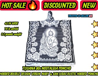 Adults Virgin mary & saint Jude Mexican  rustic  hooded poncho