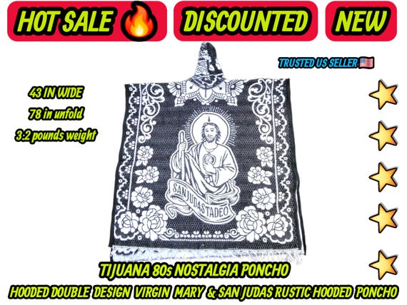 Adults Virgin mary & saint Jude Mexican  rustic  hooded poncho