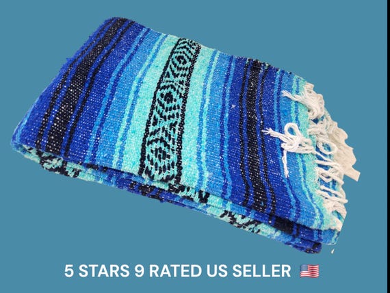 mexican blanket blue colors palette  warm yoga  falsa blanket beach blanket