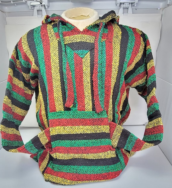 genuine mexican rasta baja jackets surfer hoodie pullover