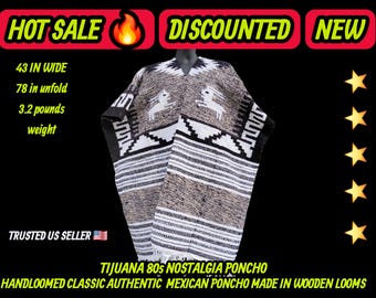 Authentic unisex mexican poncho terra beige colors