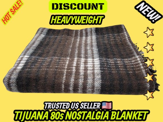 Brown Heavy Mexican Blanket: Reversible Recycled Fiber Winter Manta (80x62)