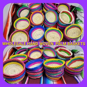 wholesale hand woven  small palm straw baskets