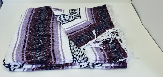 Purple and light purple color mexican falsa blanket beach banket 76" L x 53" w free  shipping we sell wholesale