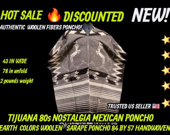 Authentic  woolen unisex mexican poncho terra colors