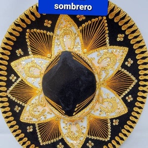 black and gold adults mexican fiesta  charro sombrero  for grown ups for costume for 5 de mayo  mariachi sombrero free shipping