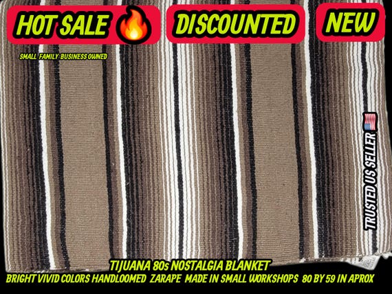 Authentic Mexican zarape blanket 80x60, fiesta decor ,table runner, terracotta  shades colors