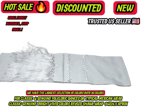 Rebozo light gray pantone Shawl: Artisela Silk Fringed Wrap (94" x 24.5")