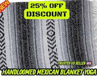 Handloomed Mexican Blanket: Recycled Fibers, Light & Dark Gray wholesale