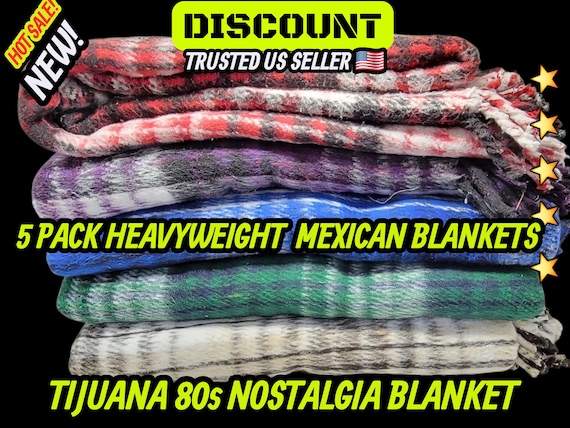 Heavy Mexican Blanket Bundle: Recycled Fibers, Queen Size