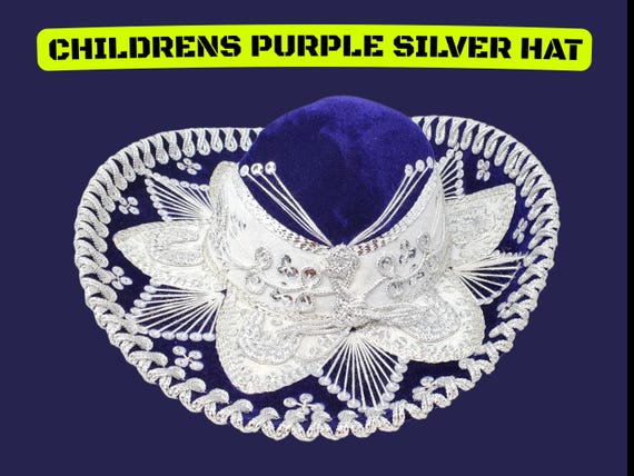 Kids Dark Purple Sombrero with Gold Trim: Authentic Charro Hat childrens sombreros