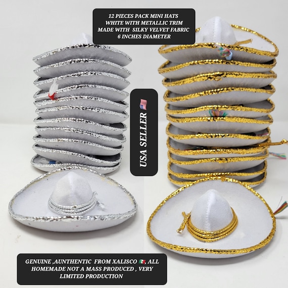 packs of 12  mexican mariachi white mini sombrero for weddings or fiestas hat charro 6 inches   across