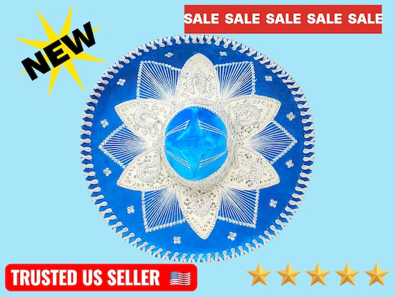 Blue Fiesta Charro Sombrero: Handmade Mexican Mariachi Hat
