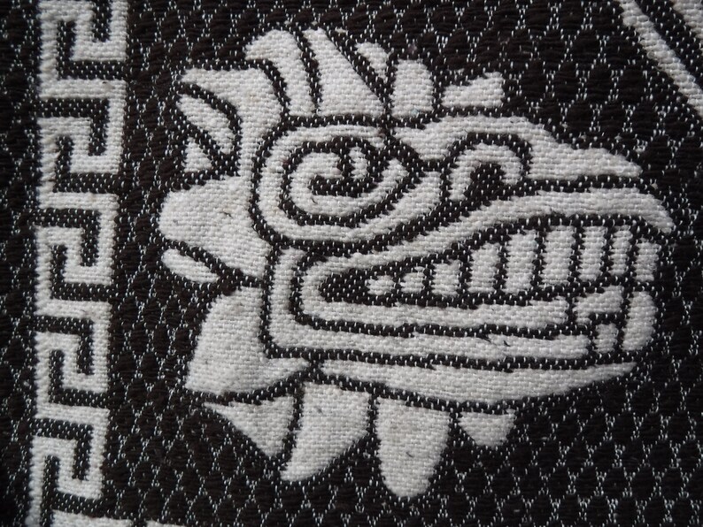 DARK BROWN aztec warrior aztec calendar reversible heavy thick poncho super warm and soft