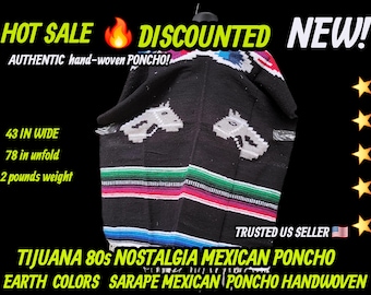 Authentic unisex mexican poncho terra colors