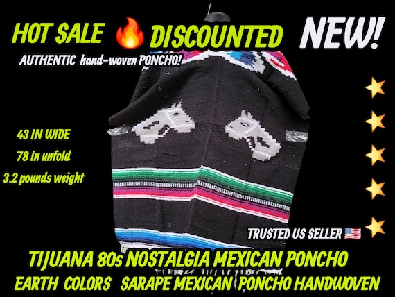 Authentic unisex mexican poncho terra colors