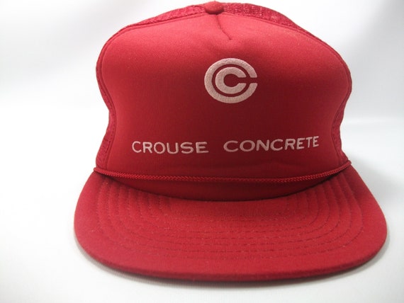 Crouse Concrete Hat Vintage Red Snapback Trucker … - image 2