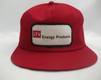 LTV Energy Products Patch Hat Vintage K Brand Red Snapback Trucker Cap