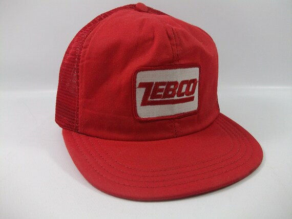 Zebco Patch Hat Vintage Red Snapback Trucker Cap M
