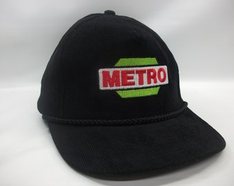 Metro Hat Vintage Black Snapback Rope Corduroy Baseball Cap