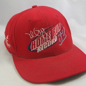 Home Run Record 62 Mark McGwire St Louis Cardinals Hat Red 1998 New Era Snapback MLB Baseball Cap Made USA