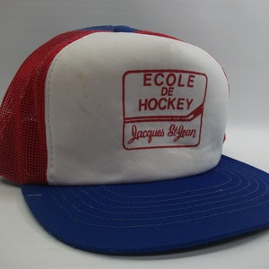Ecole De Hockey ジャック・サン・ジャン フレンチ・フランセ ユース ハット ヴィンテージ レッド ホワイト ブルー スナップバック トラッカー キャップ