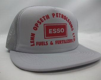 Lenn Opseth Petroleums Fuels Fertilizers Esso Hat Vintage Gray Snapback Trucker Cap