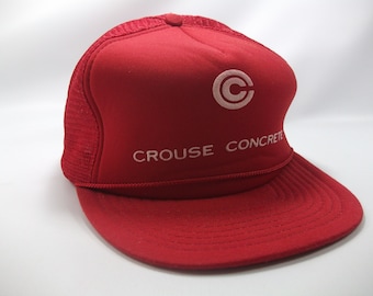 Crouse Concrete Hat Vintage Red Snapback Trucker Cap