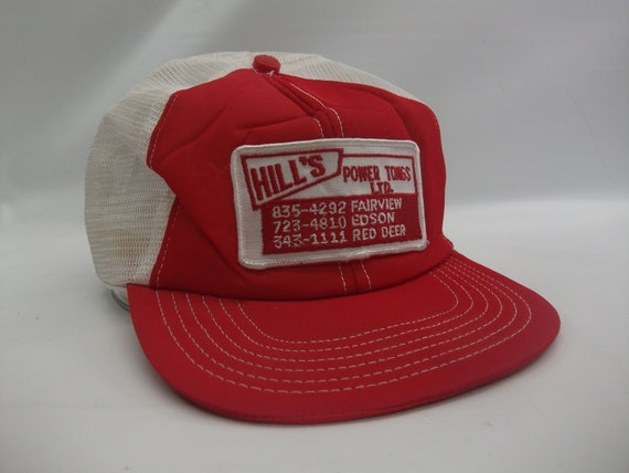 Hill's Power Tongs Ltd Big Patch Hat Vintage Red … - image 1