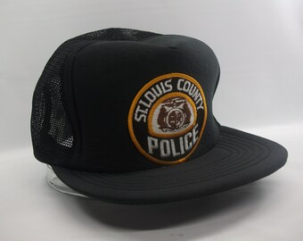 St Louis County Police Patch Hat Vintage Black Snapback Trucker Cap
