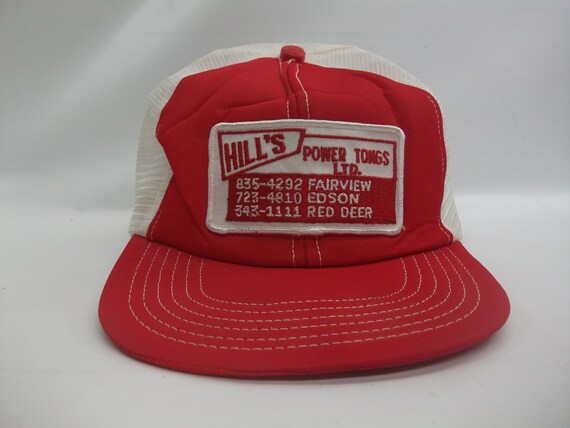 Hill's Power Tongs Ltd Big Patch Hat Vintage Red … - image 2