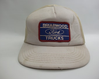 Briarwood Ford Trucks Dealership Patch Hat Vintage White Snapback Trucker Cap