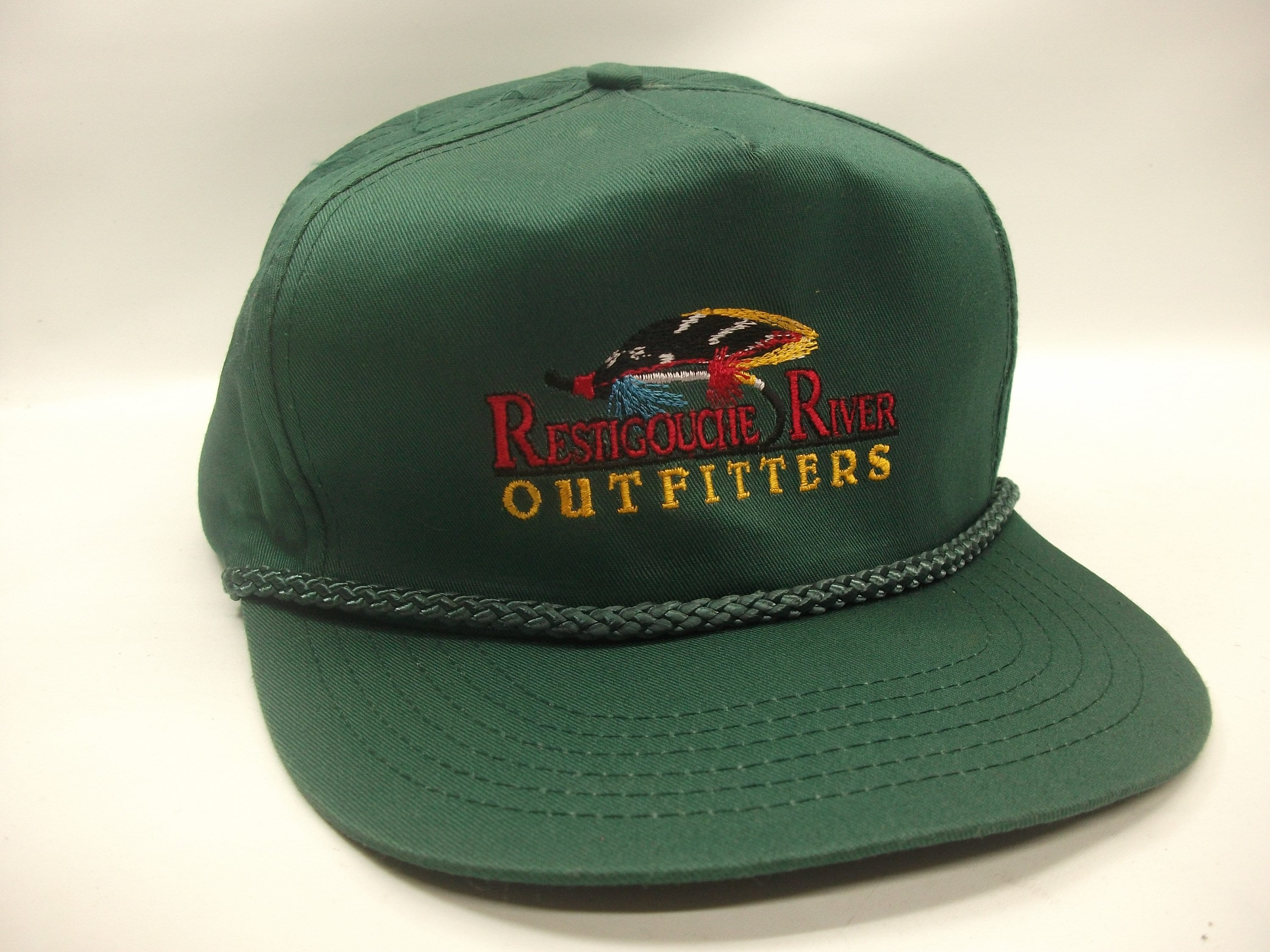 Restigouche River Outfitters Fly Fishing Hat Vintage Green Snapback Rope  Baseball Cap