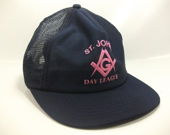 St Johns Day League Hat Vintage Blue Snapback Trucker Cap Made USA