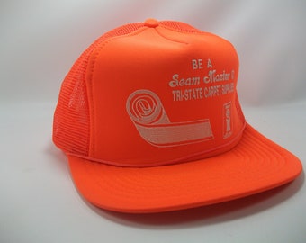 Be A Seam Master At Tri State Carpet Supplies Hat Vintage Orange Snapback Trucker Cap