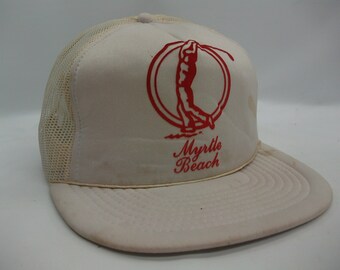 Myrtle Beach Golf Hat Vintage Beat Up Dirty Distressed White Snapback Trucker Cap