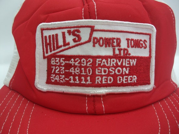 Hill's Power Tongs Ltd Big Patch Hat Vintage Red … - image 3