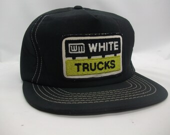 White Trucks Patch Hat Vintage Black Snapback Baseball Cap