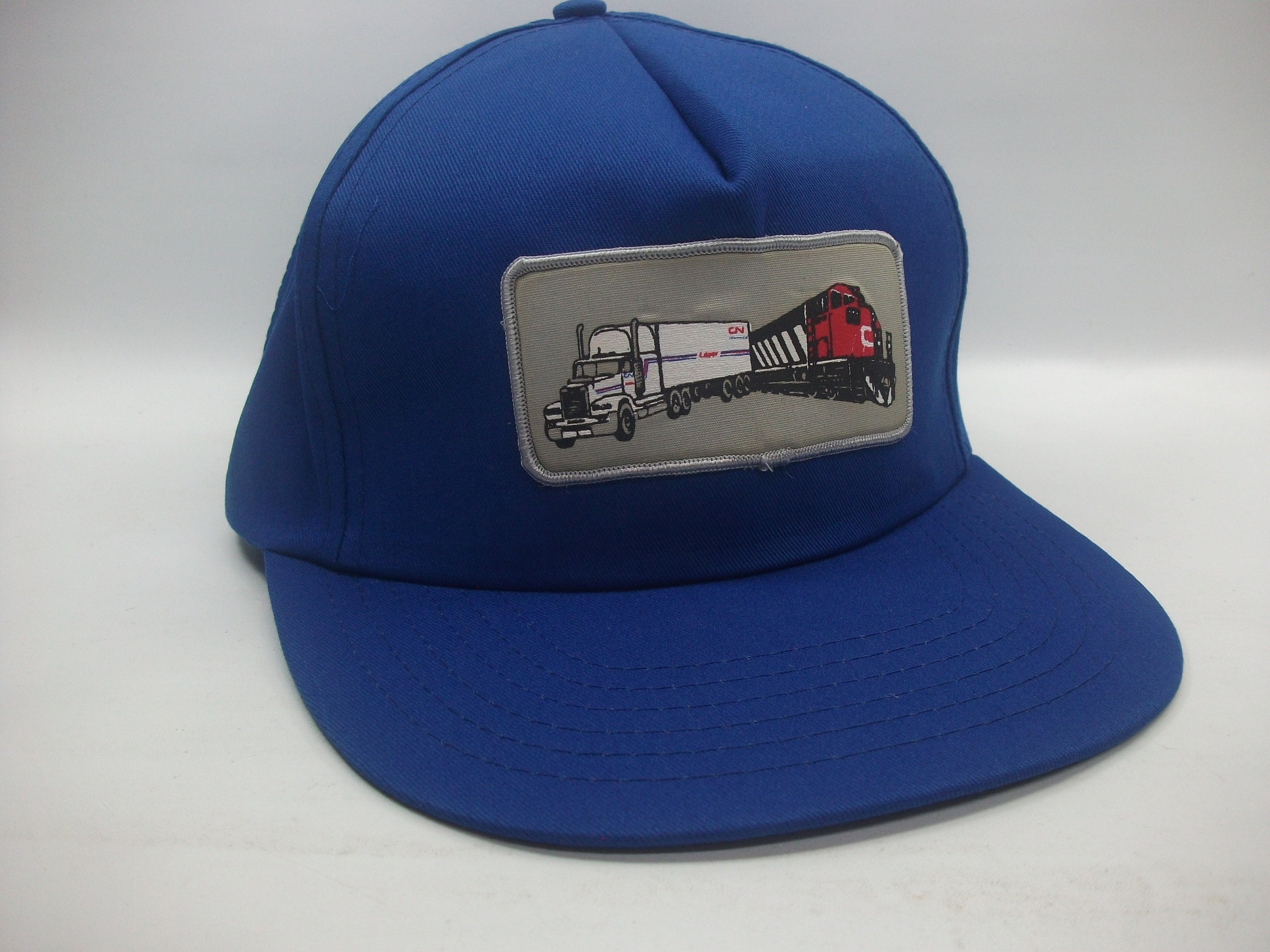 CN Train Transport Truck Patch Hat Vintage Blue Snapback Baseball