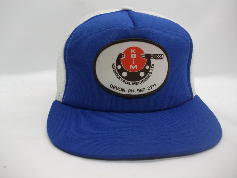 KB Industrial Mechanics Patch Hat Vintage Blue White Snapback Trucker ...